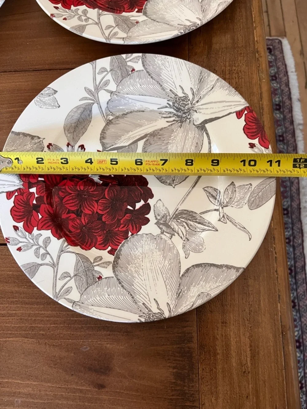 4 Andrew Tanner Royal Stafford Clematis Red Gray Flowers Dinner Plates 11”